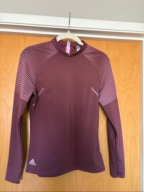 adidas Maroon Long Sleeve Performance Top thick top